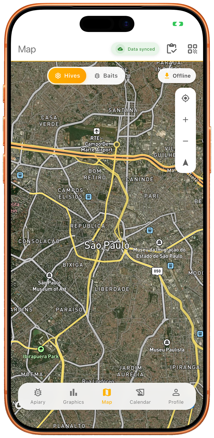 Interactive apiary map in HiveFlow beekeeping app
